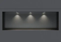 Bernstein Niche murale douche acier inox + 3 Spots LED, étagère douche encastrable NT309010X, 30x90x10cm (HxLxP), Gun métal, 3 Spot noir mat