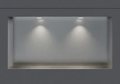 Bernstein Niche murale douche acier inox + Spot LED, étagère douche encastrable NT206010X - 20x60x10cm (HxLxP) - Acier brossé, 2x Spot Blanc