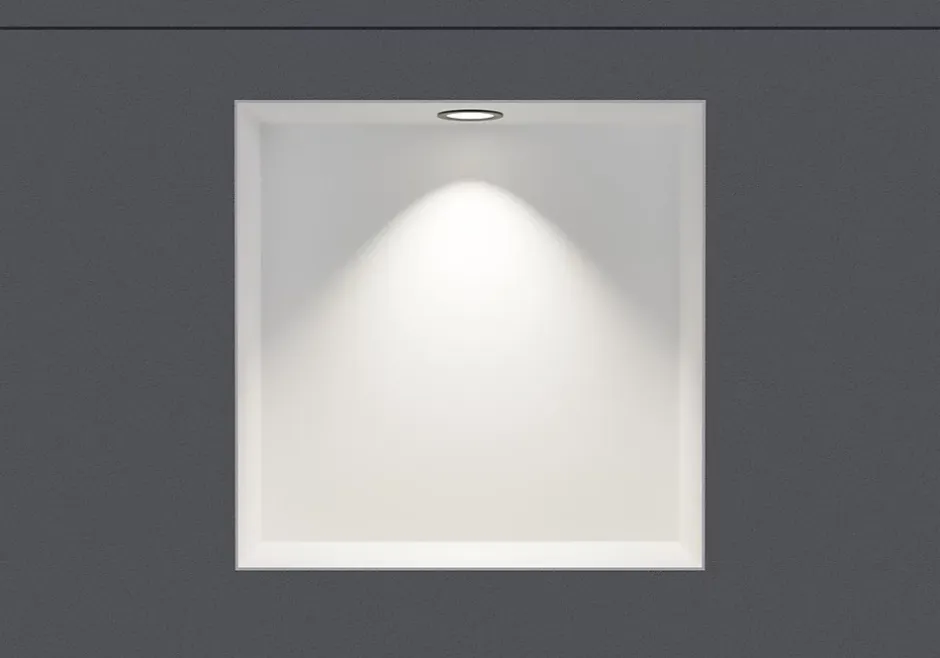 Bernstein Niche murale douche acier inox + Spot LED, étagère douche encastrable NT303010X - 30x30x10cm (HxLxP) - Blanc, 1x Spot noir mat* Niche De Salle De Bains