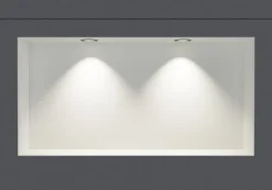 Bernstein Niche murale douche acier inox + 2 Spots LED, étagère douche encastrable NT306010X - 30x60x10cm (HxLxP) - Blanc, 2x Spot noir mat