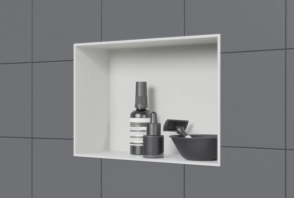 Bernstein Niche murale douche acier inoxydable, étagère rangement douche salle de bain encastrable sans cadre BS203010 - 20x30x10cm - Blanc* Niche De Salle De Bains