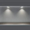 Bernstein Niche murale douche acier inox + 2 Spots LED, étagère douche encastrable - 30x60x10cm (HxLxP) - Acier brossé, 2x Spot Chrome