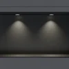 Bernstein Niche murale douche acier inox + 2 Spots LED, étagère douche encastrable - 20x60x10cm (HxLxP) - Noir, 2x Spot noir mat