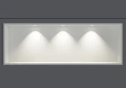 Bernstein Niche murale douche acier inox + 3 Spots LED, étagère douche encastrable - 30x90x10cm (HxLxP) - Blanc, 3x Spot Cadre Blanc mat* Niche De Salle De Bains