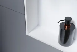 Bernstein Niche murale douche acier inox + 3 Spots LED, étagère douche encastrable - 30x90x10cm (HxLxP) - Blanc, 3x Spot Cadre Blanc mat* Niche De Salle De Bains