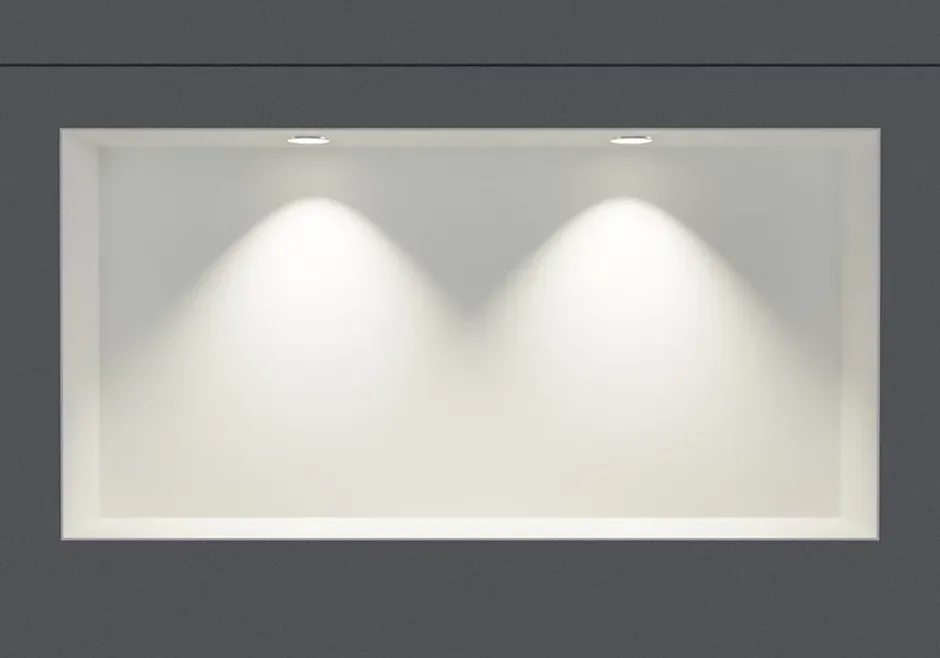 Bernstein Niche murale douche acier inox + 2 Spots LED, étagère douche encastrable NT306010X - 30x60x10cm (HxLxP) - Blanc, 2x Spot Chrome* Niche De Salle De Bains