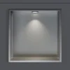 Bernstein Niche murale douche acier inox + Spot LED, étagère douche encastrable - 20x30x10cm (HxLxP) - Acier brossé, 1x Spot noir mat