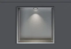 Bernstein Niche murale douche acier inox + Spot LED, étagère douche encastrable - 20x30x10cm (HxLxP) - Acier brossé, 1x Spot noir mat