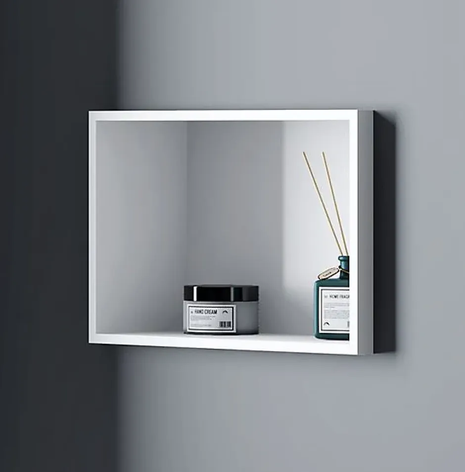 Bernstein Niche Murale Douche Blanche Fonte minérale étagère Rangement Douche Salle de Bain encastrable BA2513, H.25xP.13xL.90cm, Blanc mat* Niche De Salle De Bains