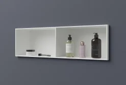 Bernstein Niche Murale Douche Blanche Fonte minérale étagère Rangement Douche Salle de Bain encastrable BA2520, H.25xP.20xL.90cm, Blanc mat