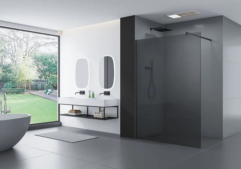 Bernstein Niche Murale Douche Blanche Fonte minérale étagère Rangement Douche Salle de Bain encastrable BA2520, H.25xP.20xL.90cm, Blanc mat
