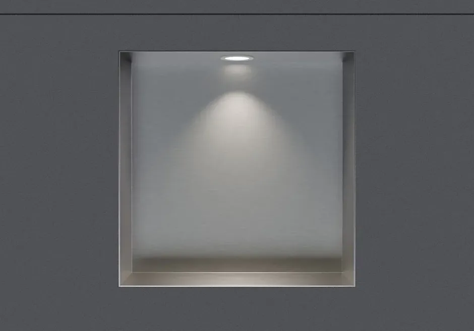 Bernstein Niche murale douche étanche acier inox avec Spot LED, étagère douche encastrable, 20x30x10cm (HxLxP), Acier brossé, 1x Spot Blanc* Niche De Salle De Bains
