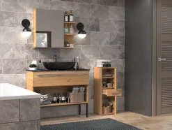 Autres NINA - Meuble salle de bain 2 portes + 1 tiroir - 30x30x85cm - Colonne basse rangement SDB