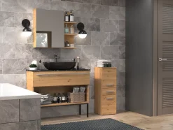 Autres NINA - Meuble salle de bain 2 portes + 1 tiroir - 30x30x85cm - Colonne basse rangement SDB