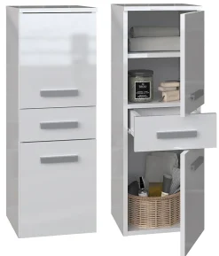 Autres NINA - Meuble salle de bain 2 portes + 1 tiroir - 30x30x85cm - Colonne basse rangement SDB* Meuble De Salle De Bains Faible Profondeur