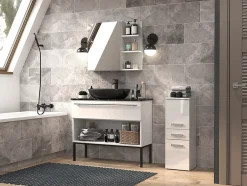 Autres NINA - Meuble salle de bain 2 portes + 1 tiroir - 30x30x85cm - Colonne basse rangement SDB* Meuble De Salle De Bains Faible Profondeur
