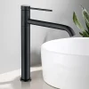 Homelody Noir Mitigeur de Lavabo Robinet Salle de Bain Haut Robinet pour Vasque Bec Pivotant en Inox SS304 pour Salle de Bain