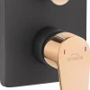 Invena Noir/Or Rose Laiton Mur Cache Melangeur Douche Robinet Simple Levier Unique avec Bouton Douchette/Pluie* Robinet De Douche