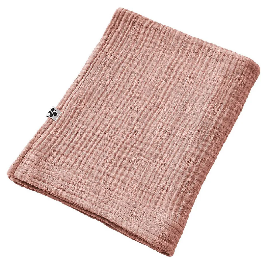 Altobuy OUREA - Serviette de Bain 90x150cm Gaze de Coton Rose pêche