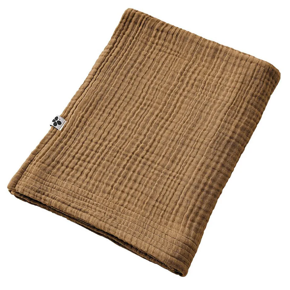 Altobuy OUREA - Serviette de Bain 90x150cm Gaze de Coton Camel