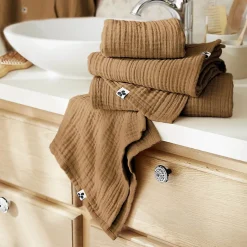 Altobuy OUREA - Serviette de Toilette 50x90cm Gaze de Coton Camel* Serviette De Toilette