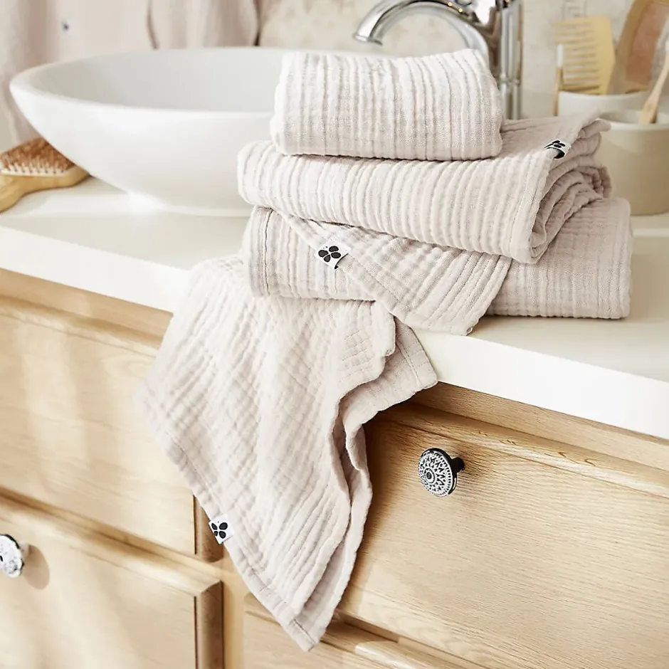 Altobuy OUREA - Serviette Invité 30x50cm Gaze de Coton Pampa* Serviette De Toilette
