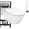 Bernstein Pack + Bâti-support Toilettes Japonais céramique, WC lavant + télécommande - 38,4x59,3x38cm - PRO+ 1102 - Plaque 4111 blanc mat