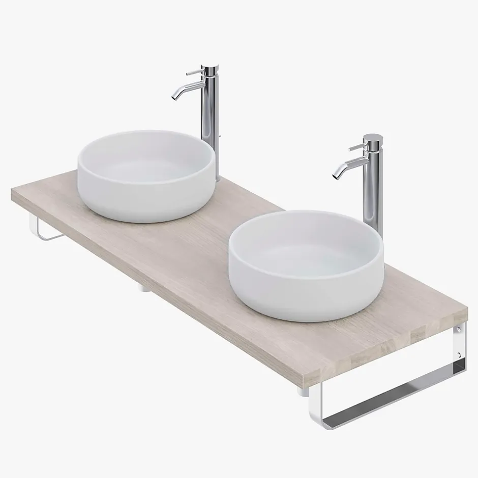 T-Bath Pack 3 supports porte-serviettes pour plan de toilette - chromé brillant* Plan De Travail Salle De Bains