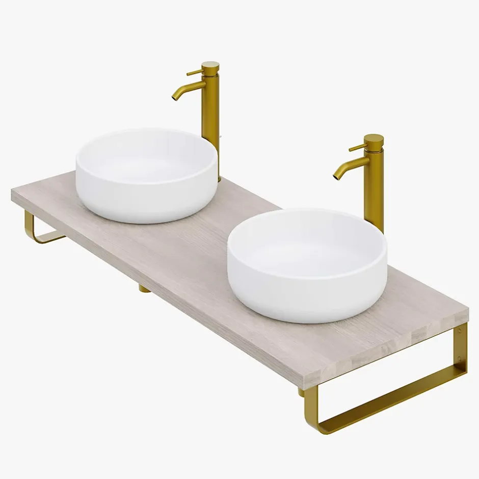 T-Bath Pack 3 supports porte-serviettes pour plan de toilette - or doré mat* Plan De Travail Salle De Bains