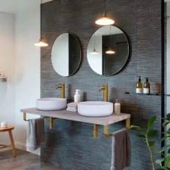 T-Bath Pack 3 supports porte-serviettes pour plan de toilette - or doré mat* Plan De Travail Salle De Bains