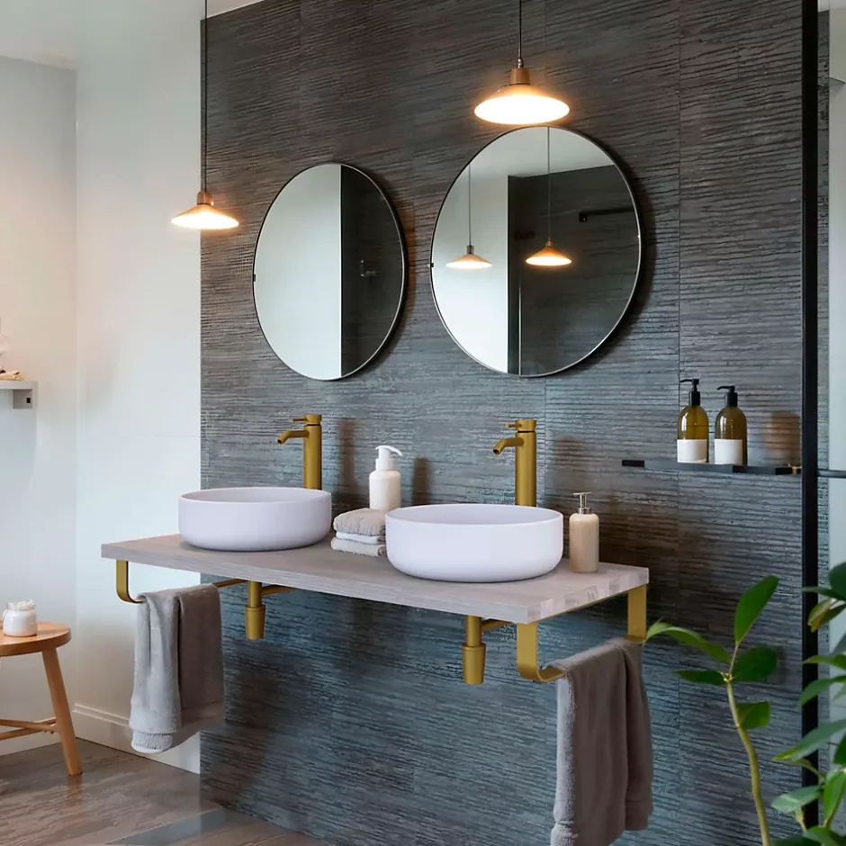 T-Bath Pack 3 supports porte-serviettes pour plan de toilette - or doré mat* Plan De Travail Salle De Bains