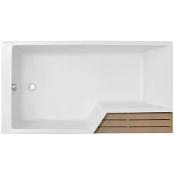 Jacob Delafon Pack baignoire bain douche 160 x 90 Neo version gauche + pare bain chromé + tablier de baignoire en angle* Baignoire Droite