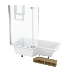 Jacob Delafon Pack baignoire bain douche 160 x 90 Neo version gauche + pare bain chromé