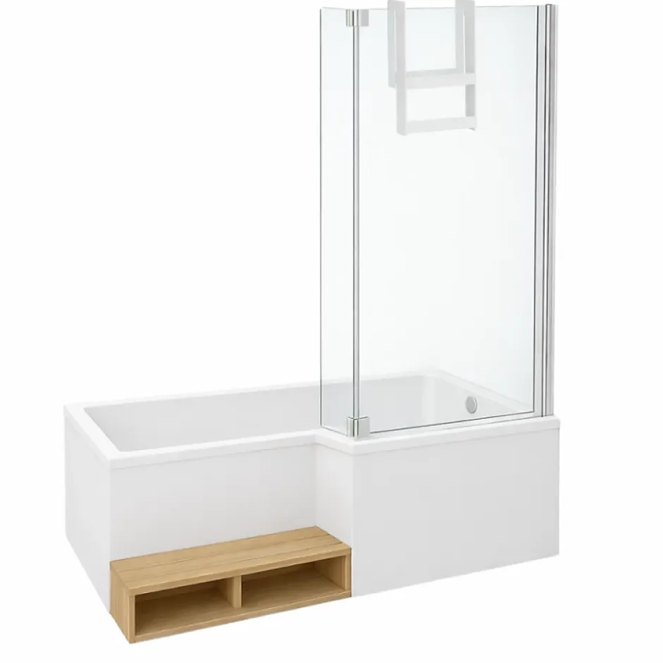Jacob Delafon Pack baignoire bain douche 170 x 90 Neo version droite + pare bain chromé + tablier de baignoire en angle* Baignoire Droite
