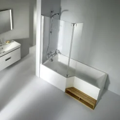 Jacob Delafon Pack baignoire bain douche 150 x 80 Neo version gauche + tablier de baignoire en angle* Baignoire Droite