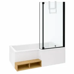 Jacob Delafon Pack baignoire bain douche 180 x 90 Neo version droite + pare bain noir mat + tablier de baignoire en angle* Baignoire Droite