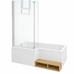 Jacob Delafon Pack baignoire bain douche 170 x 90 Neo version gauche + pare bain chromé + tablier de baignoire en angle* Baignoire Droite