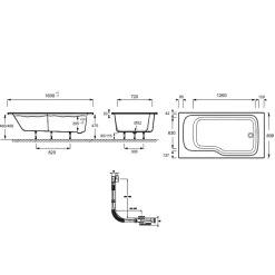 Jacob Delafon Pack baignoire bain douche 170 x 90 Malice version droite + tablier en niche