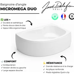 Jacob Delafon Pack baignoire d'angle 150 x 100 cm Micromega Duo version droite + tablier de baignoire