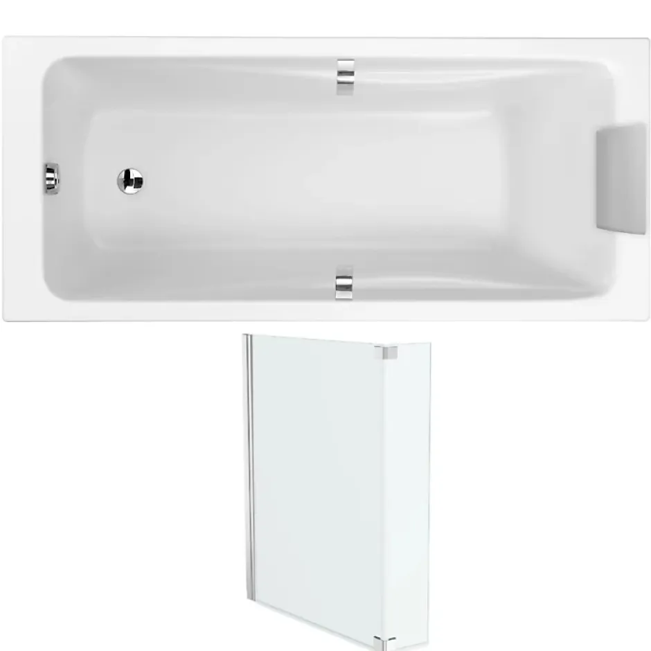Jacob Delafon Pack baignoire droite 180 X 90 Odéon up + pare bain 2 volets chromé