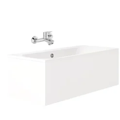 Jacob Delafon Pack baignoire droite 180 x 80 Elise + mitigeur bain douche chromé + vidage