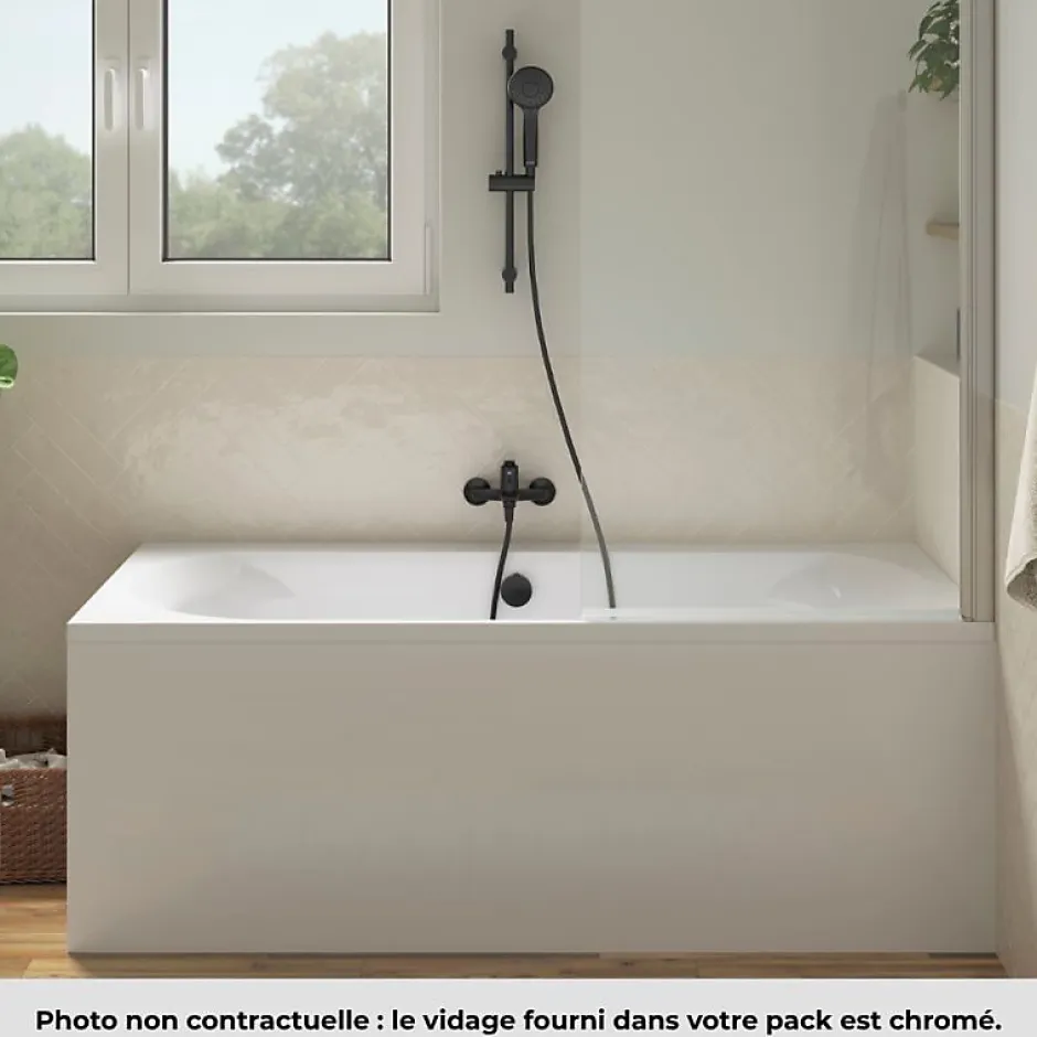 Jacob Delafon Pack baignoire droite 170 x 75 Elise + tablier en niche + vidage* Baignoire Droite