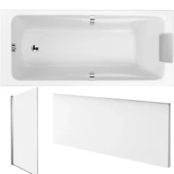 Jacob Delafon Pack baignoire droite Odéon Up + pare bain 1 volet + tablier + vidage