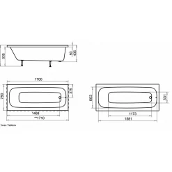 Sanitaire Pack Baignoire POP 170x75 avec tablier façade et retour* Baignoire Droite