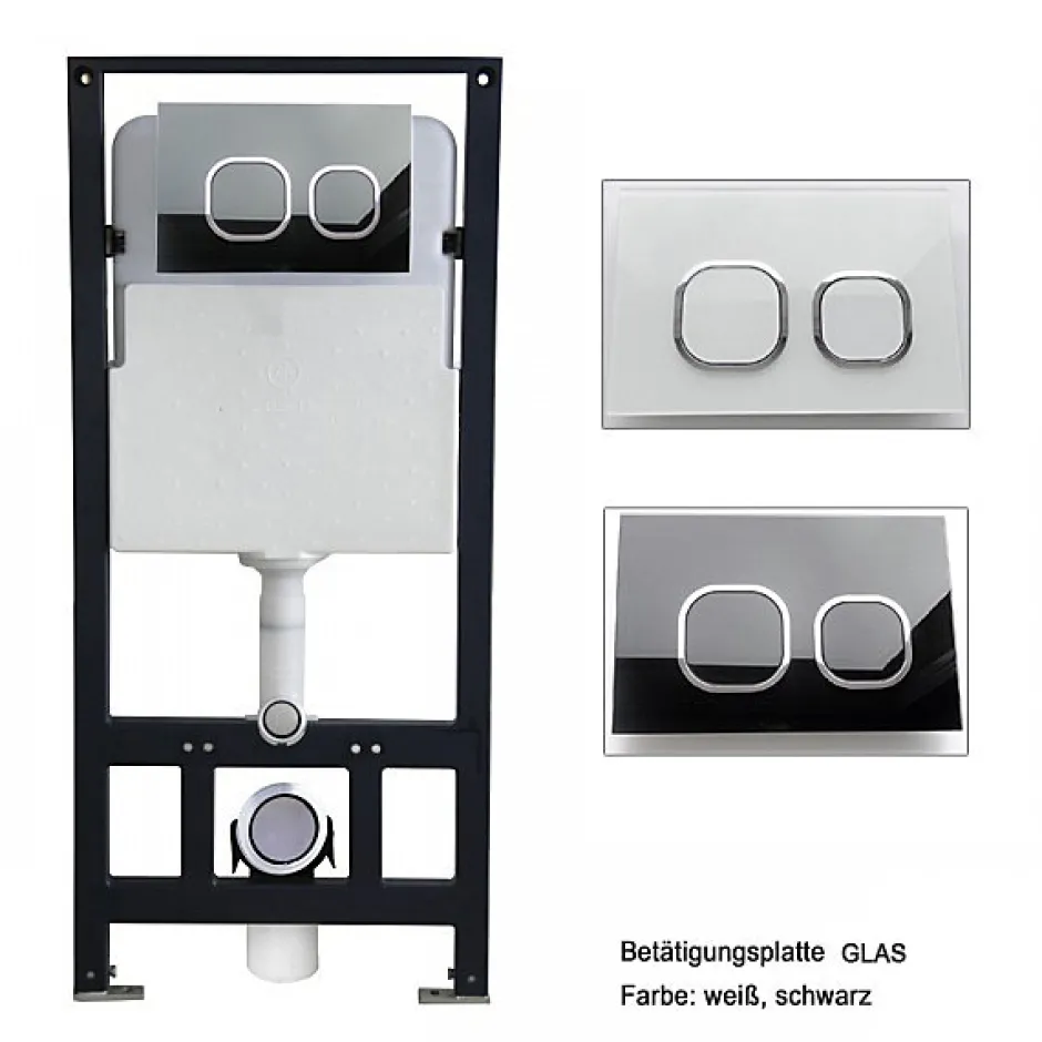 Bernstein Pack Bâti-support + Toilettes Japonais céramique, WC lavant + télécommande - 38,4x59,3x38cm - PRO+ 1102 - Plaque verre blanc* Wc Japonais