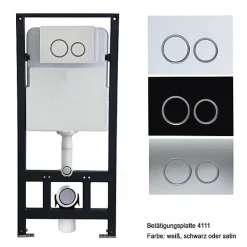 Bernstein Pack Bâti-support + Toilettes Japonais céramique, WC lavant + télécommande - 38,4x59,3x38cm - PRO+ 1102 - Plaque 4111 noir mat
