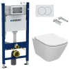 Geberit Pack Bâti-support + WC sans bride Roca Gap + Abattant slim, softclose + Plaque blanche (GAPGEB3)* Wc Suspendu