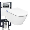 Bernstein Pack Bâti-support G3008 + Toilettes Japonais céramique, WC lavant japonais - 38,4x59,3x38cm - Basic 1102 - Plaque verre noir* Wc Japonais