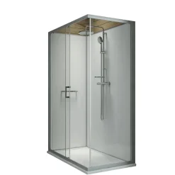 Leda Pack cabine de douche 120 x 90 cm Karamineral 2 porte coulissante + receveur de douche antidérapant* Cabine De Douche