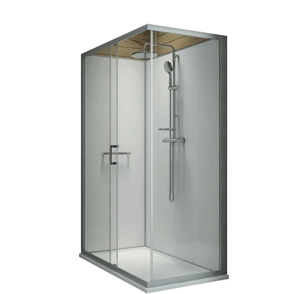 Leda Pack cabine de douche 120 x 90 cm Karamineral 2 porte coulissante + receveur de douche antidérapant* Cabine De Douche